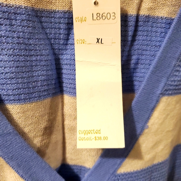 Bestow blue & white striped button down cardigan XL - Picture 7 of 9